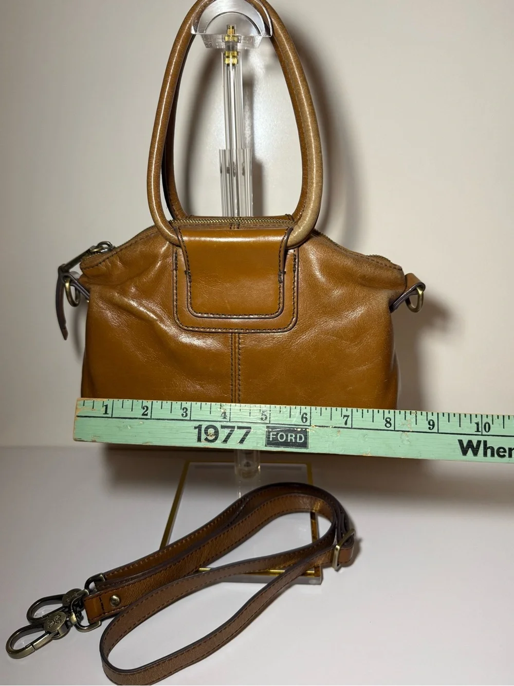 HOBO Cognac Brown Leather Satchel with Detachable Strap